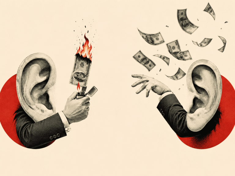 Ilustración sobre el sesgo de escuchar más a consultores externos que a los propios empleados
